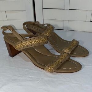 Eric Javits New York Maribel Tan Braided Studded Cuban Sandals. Size 12